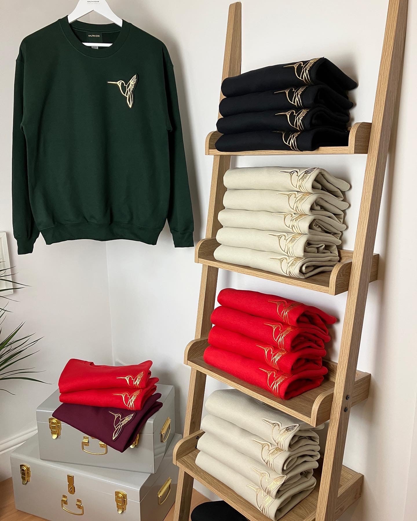 Origami Hummingbird sweatshirt - textured metallic