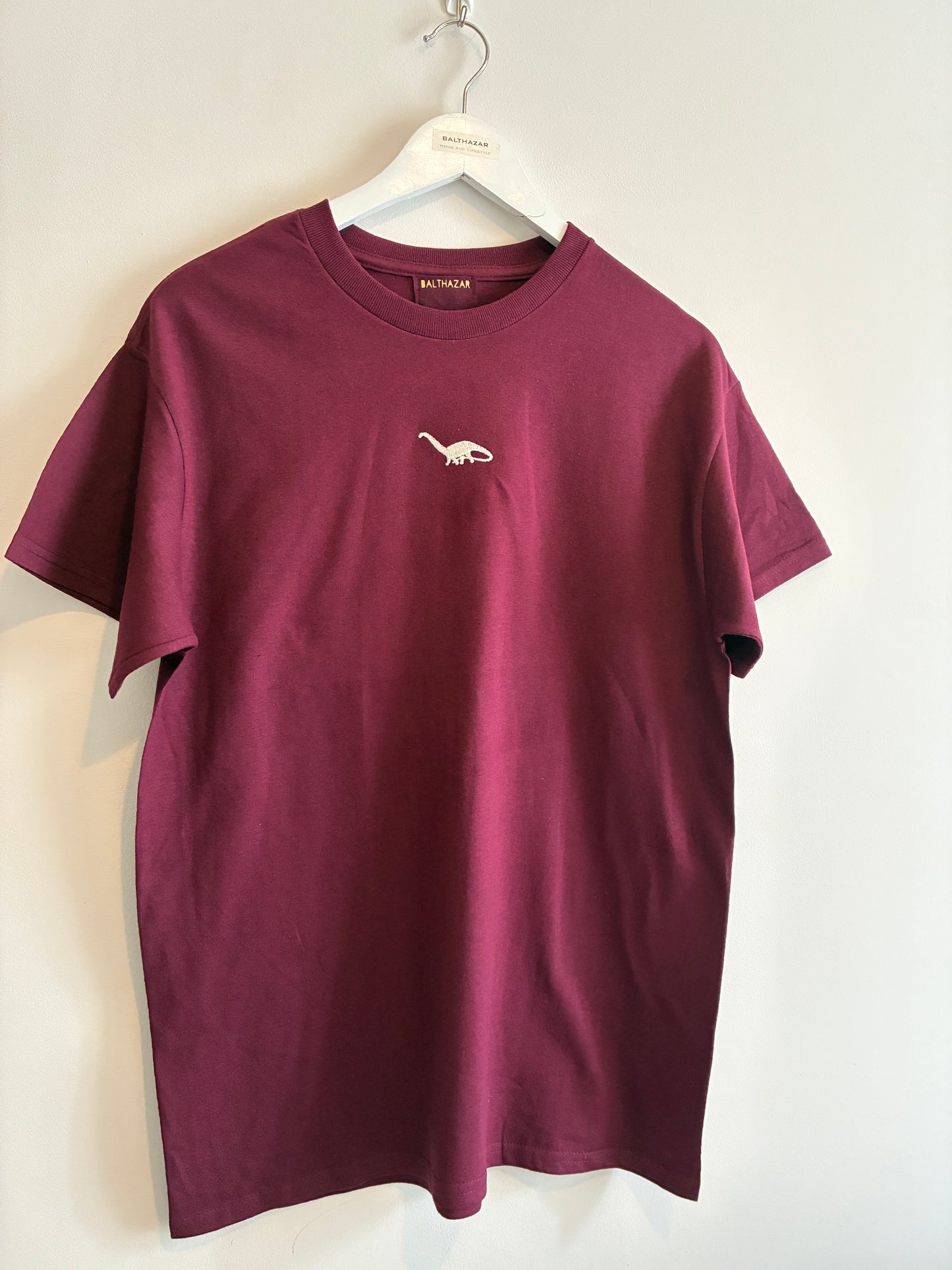 Embroidered miniature dinosaur T-shirt - customisable