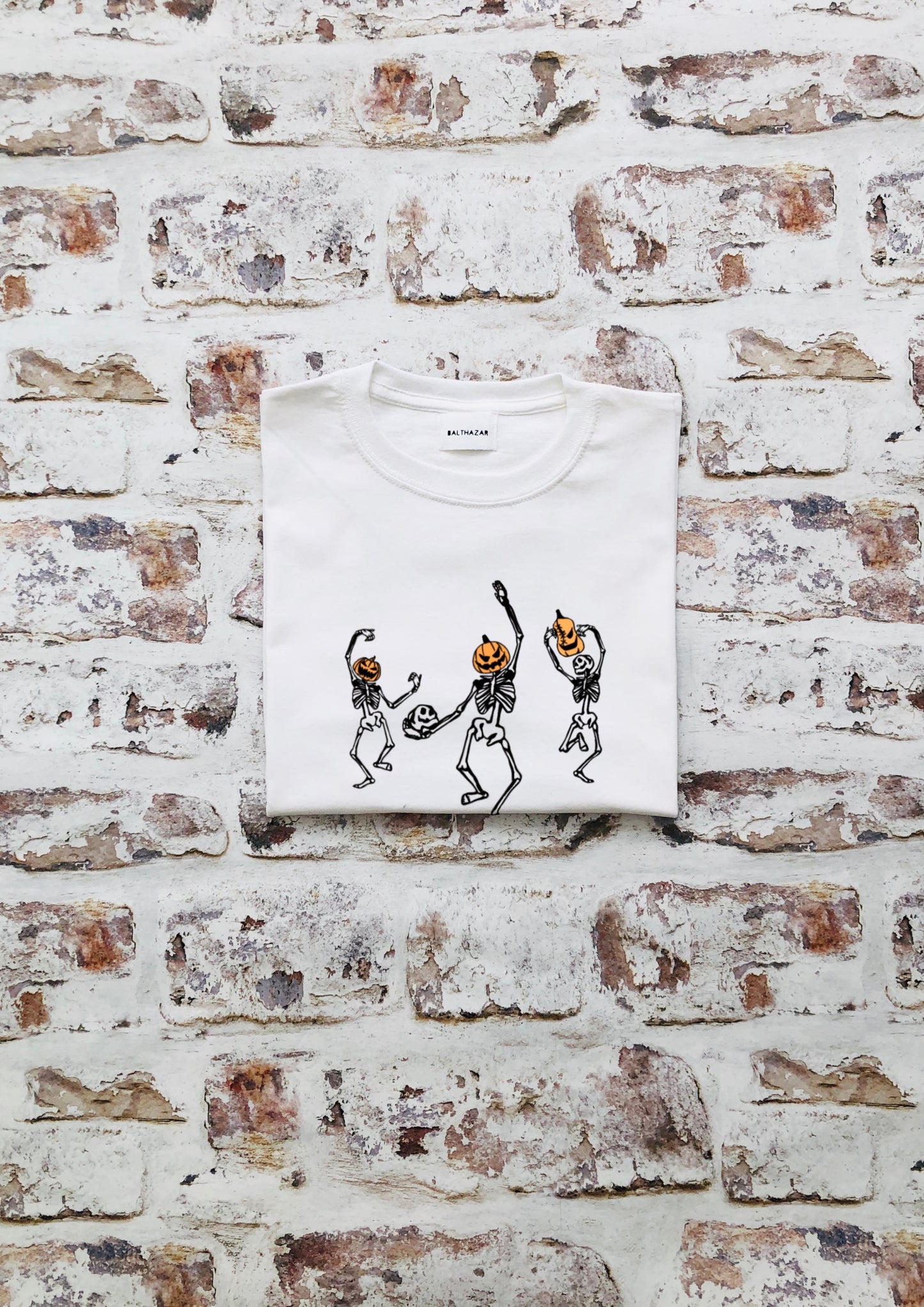 Dancing pumpkin headed skeleton t-shirt