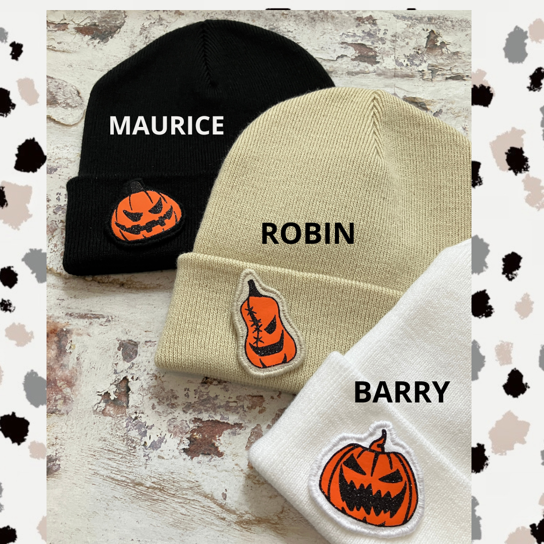 Glitter pumpkin skeleton head beanie
