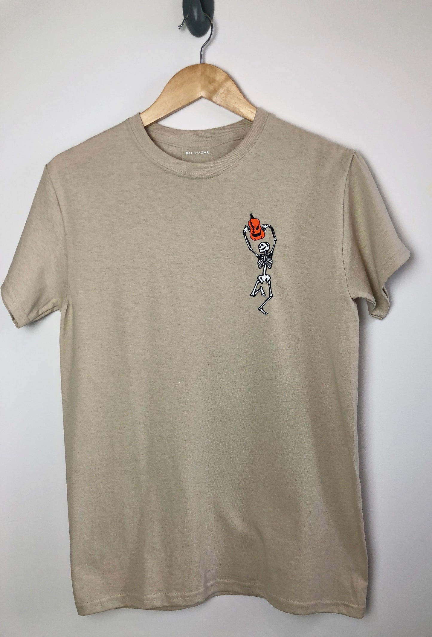 Dancing Pumpkin headed skeleton t-shirt - Unisex and women's fit