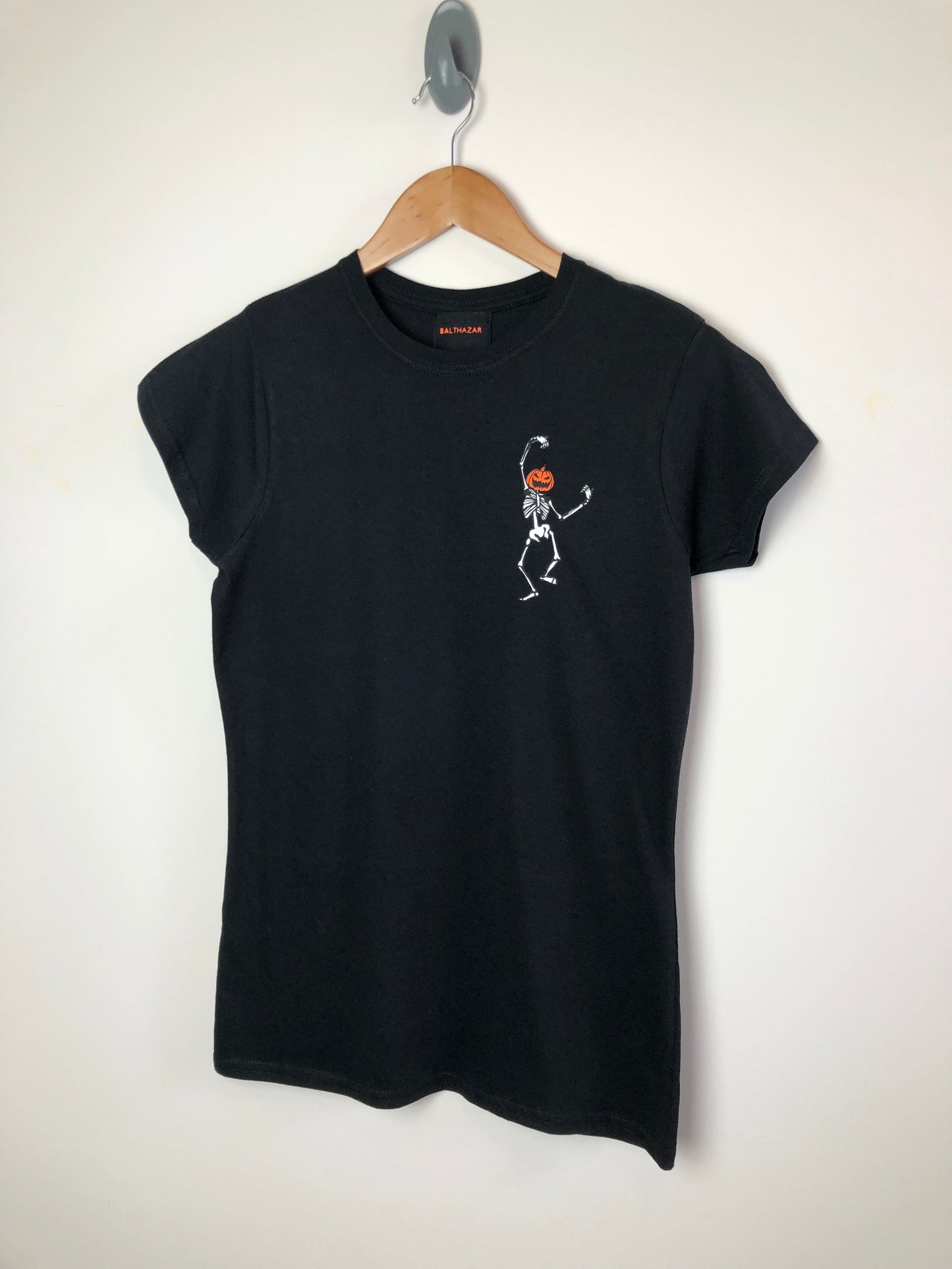 Dancing Pumpkin headed skeleton t-shirt - Unisex and women's fit