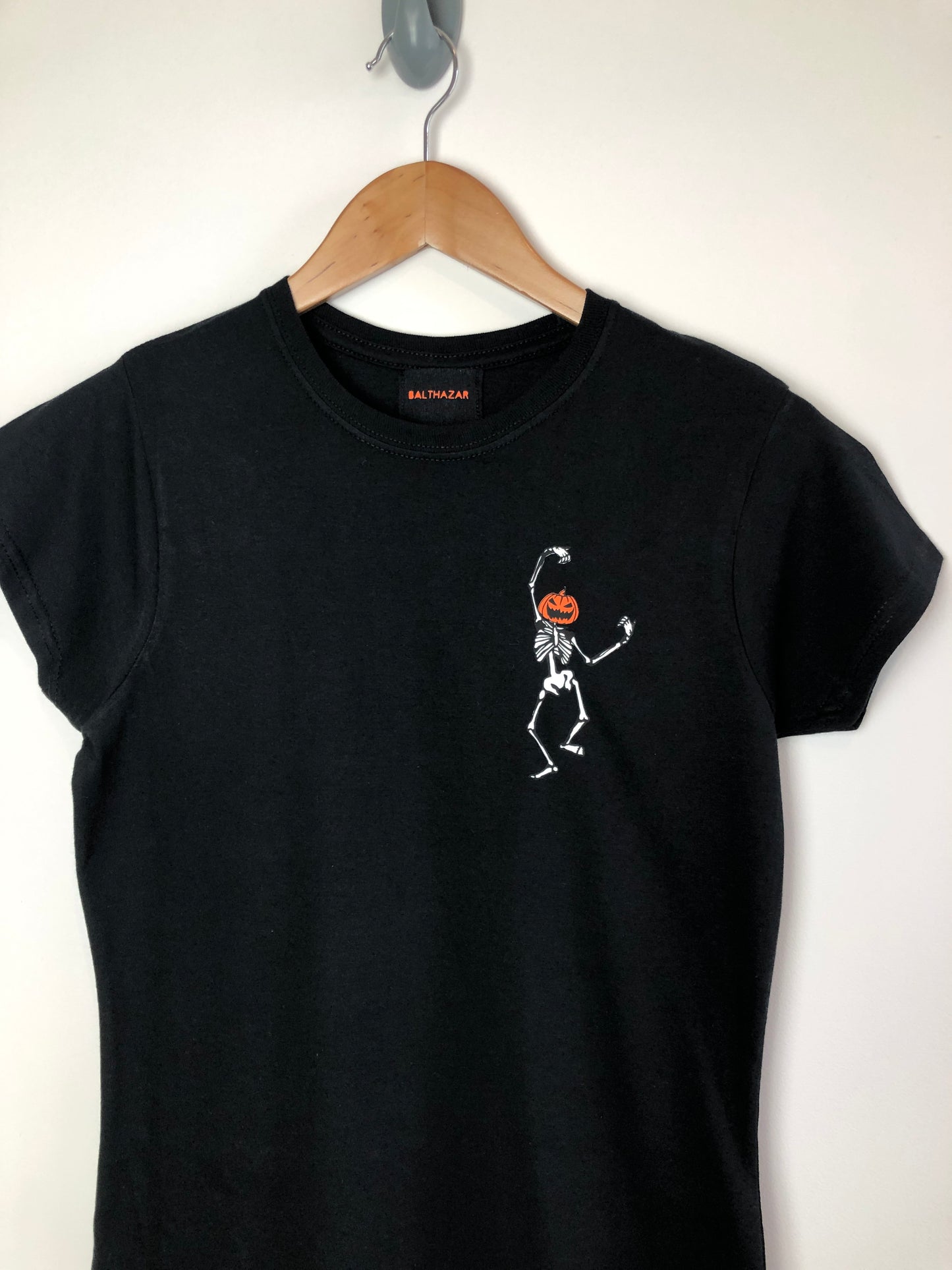 Dancing Pumpkin headed skeleton t-shirt - Unisex and women's fit
