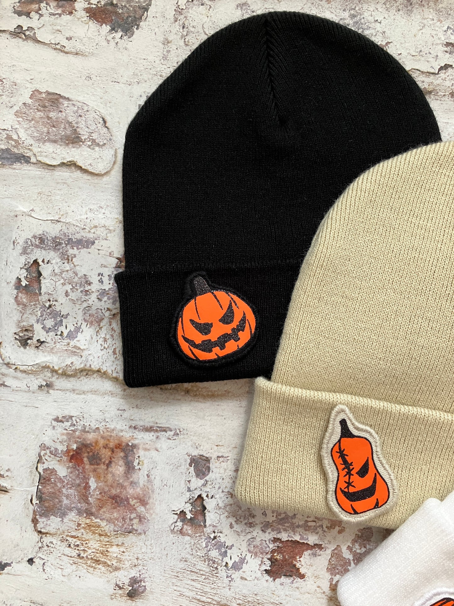 Glitter pumpkin skeleton head beanie