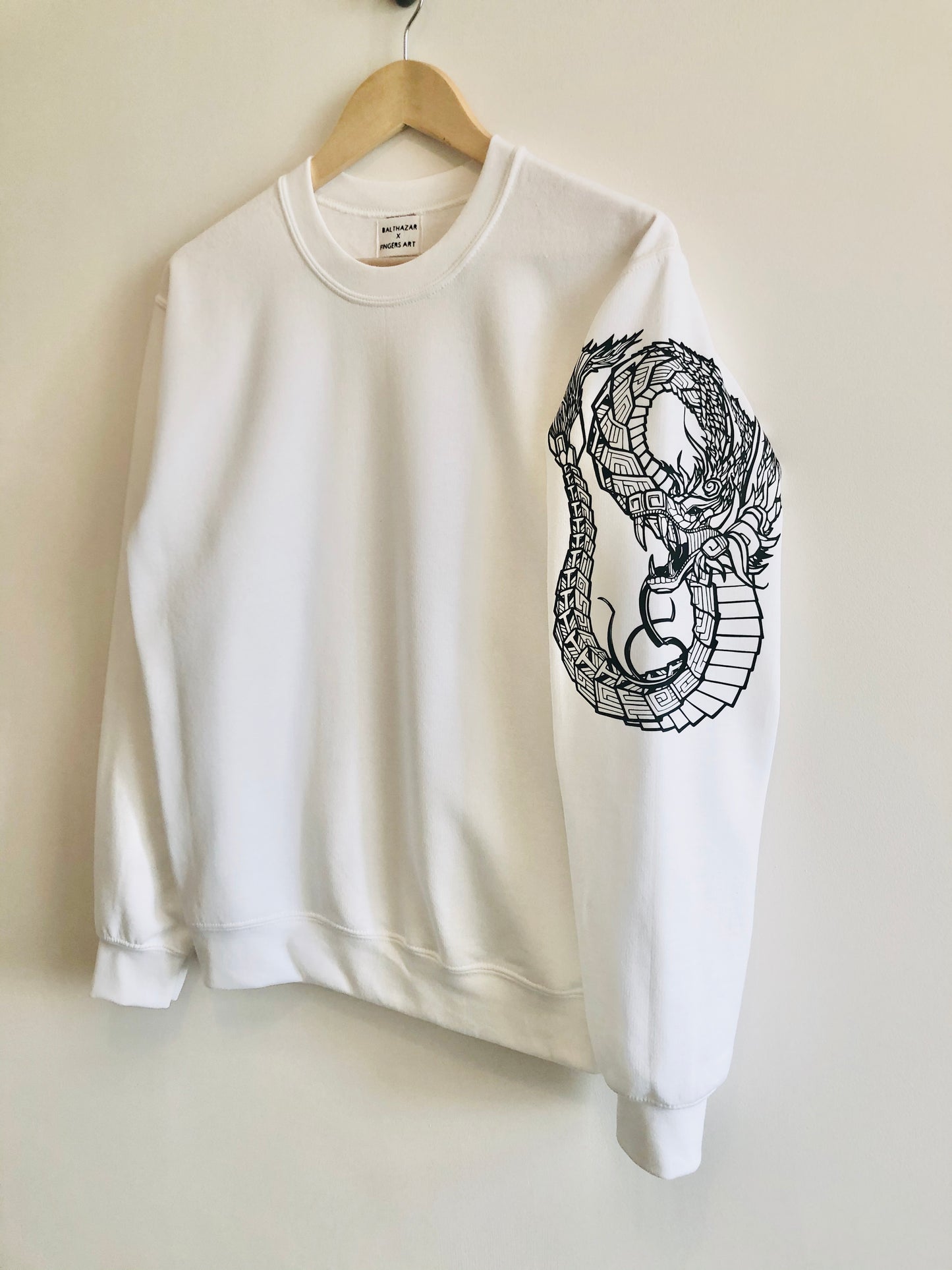 Quetzalcoatl Tattoo style sleeved sweatshirt