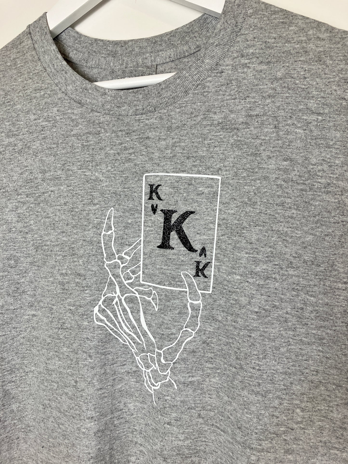 King of hearts skeleton hand t-shirt