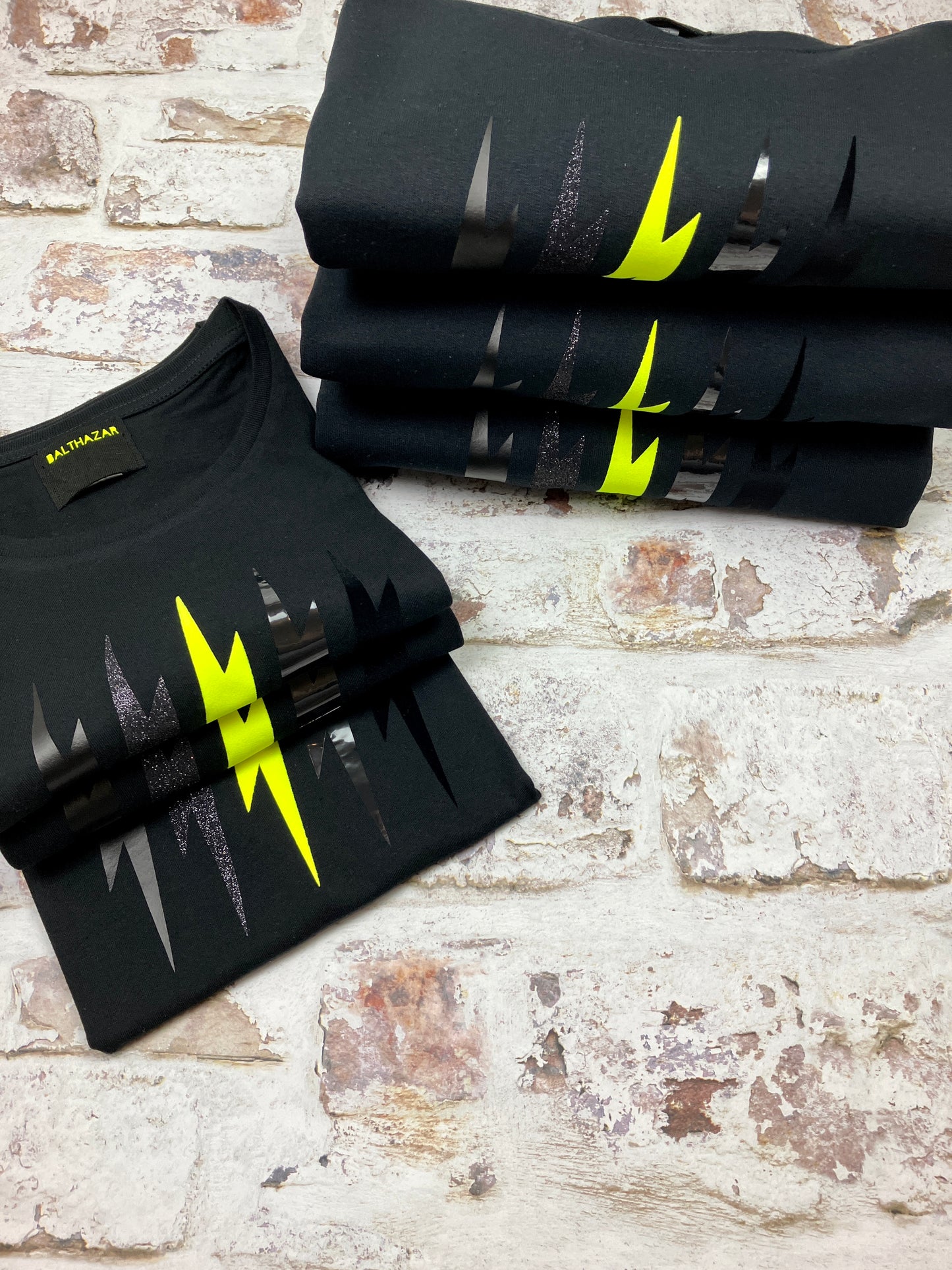 Black Mix lightning bolt t-shirt- customisable centre bolt