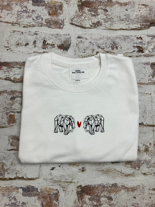 Children's elephant love sweatshirt - age 9-11 years