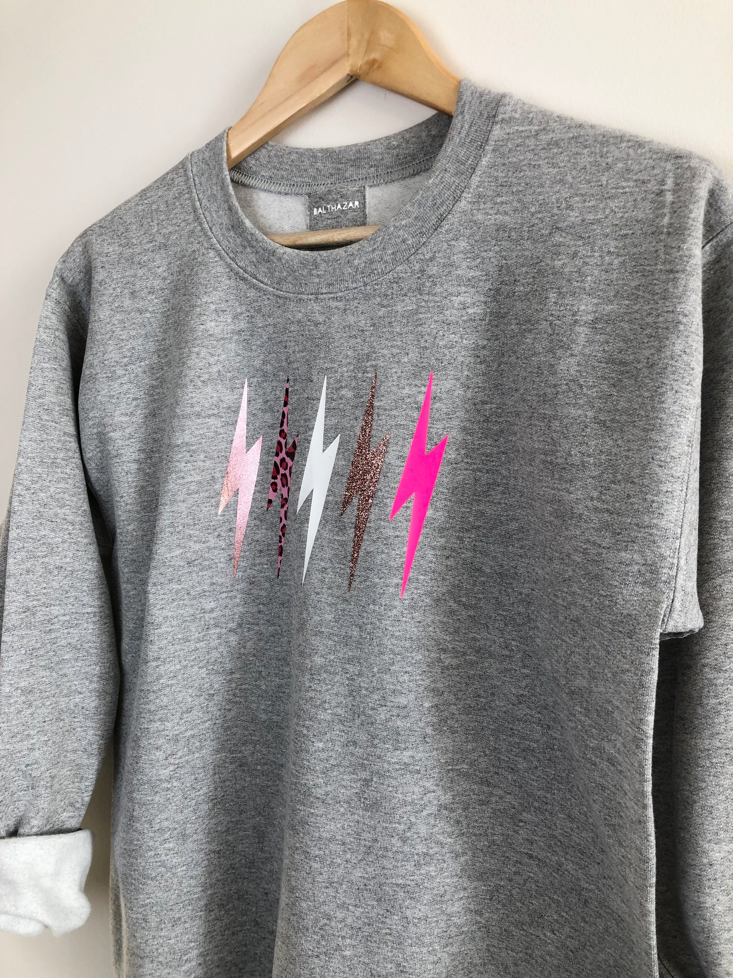 Metallic LOVE mix lightning bolt sweatshirt