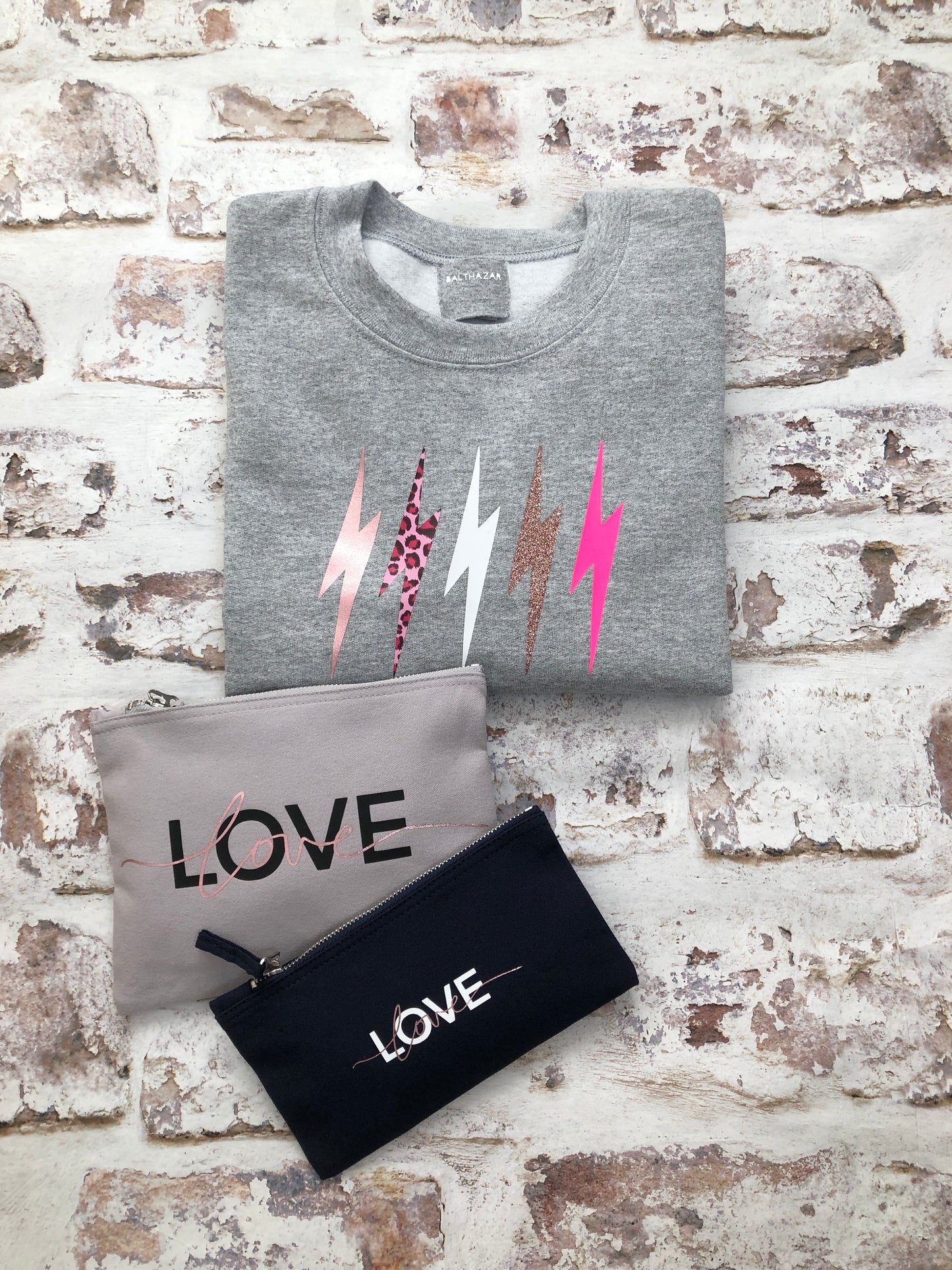 Metallic LOVE mix lightning bolt sweatshirt