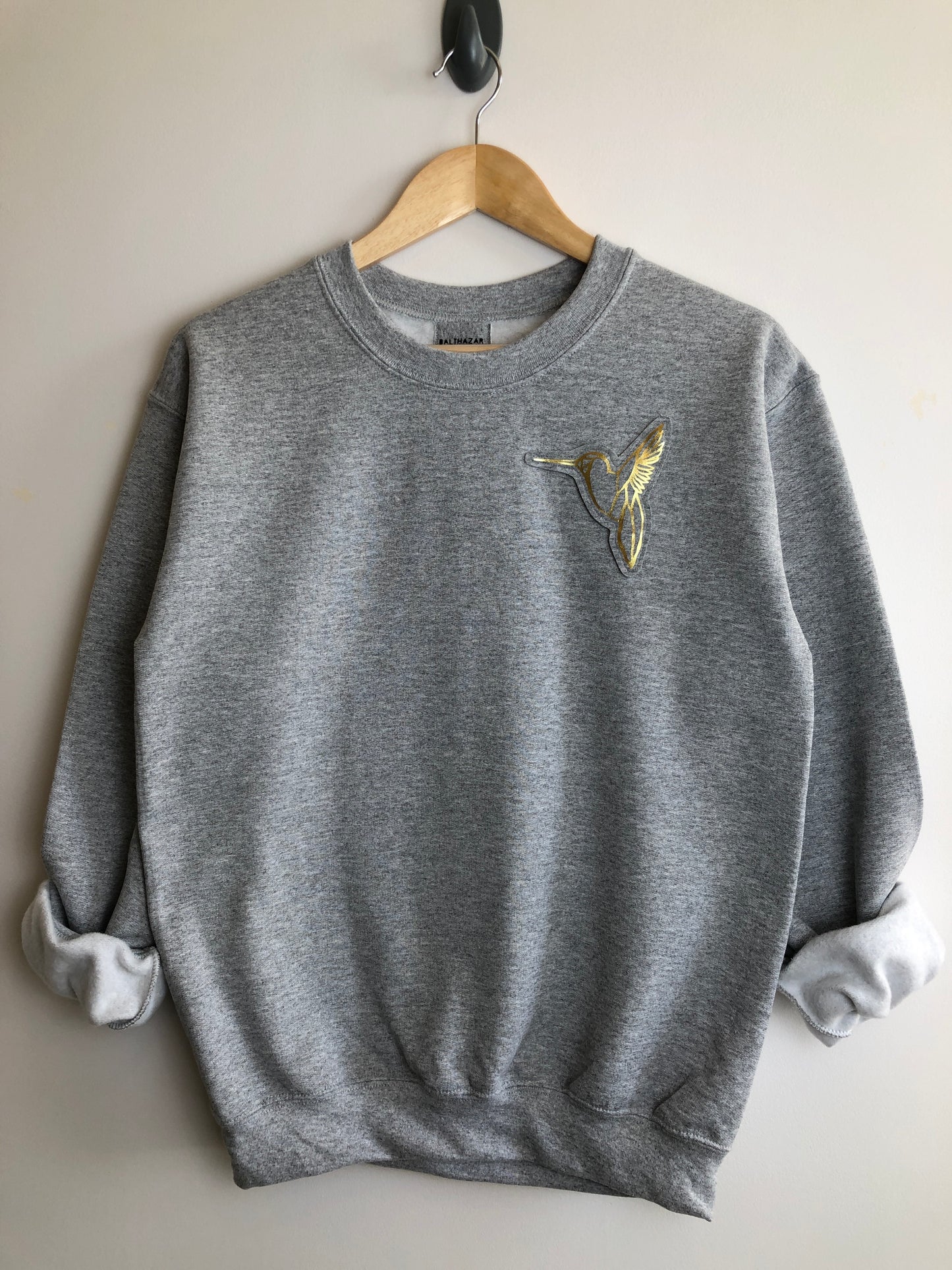 Origami Hummingbird sweatshirt - textured metallic