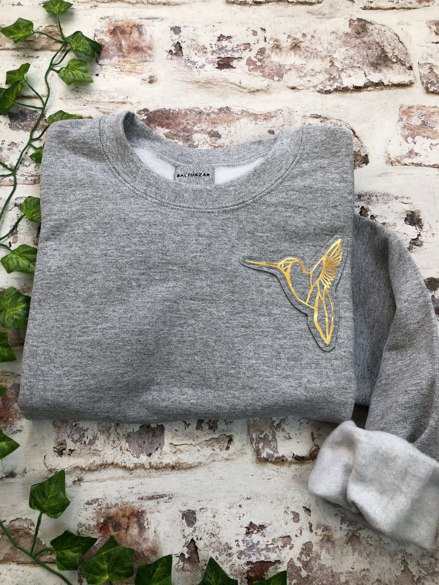 Origami Hummingbird sweatshirt - textured metallic