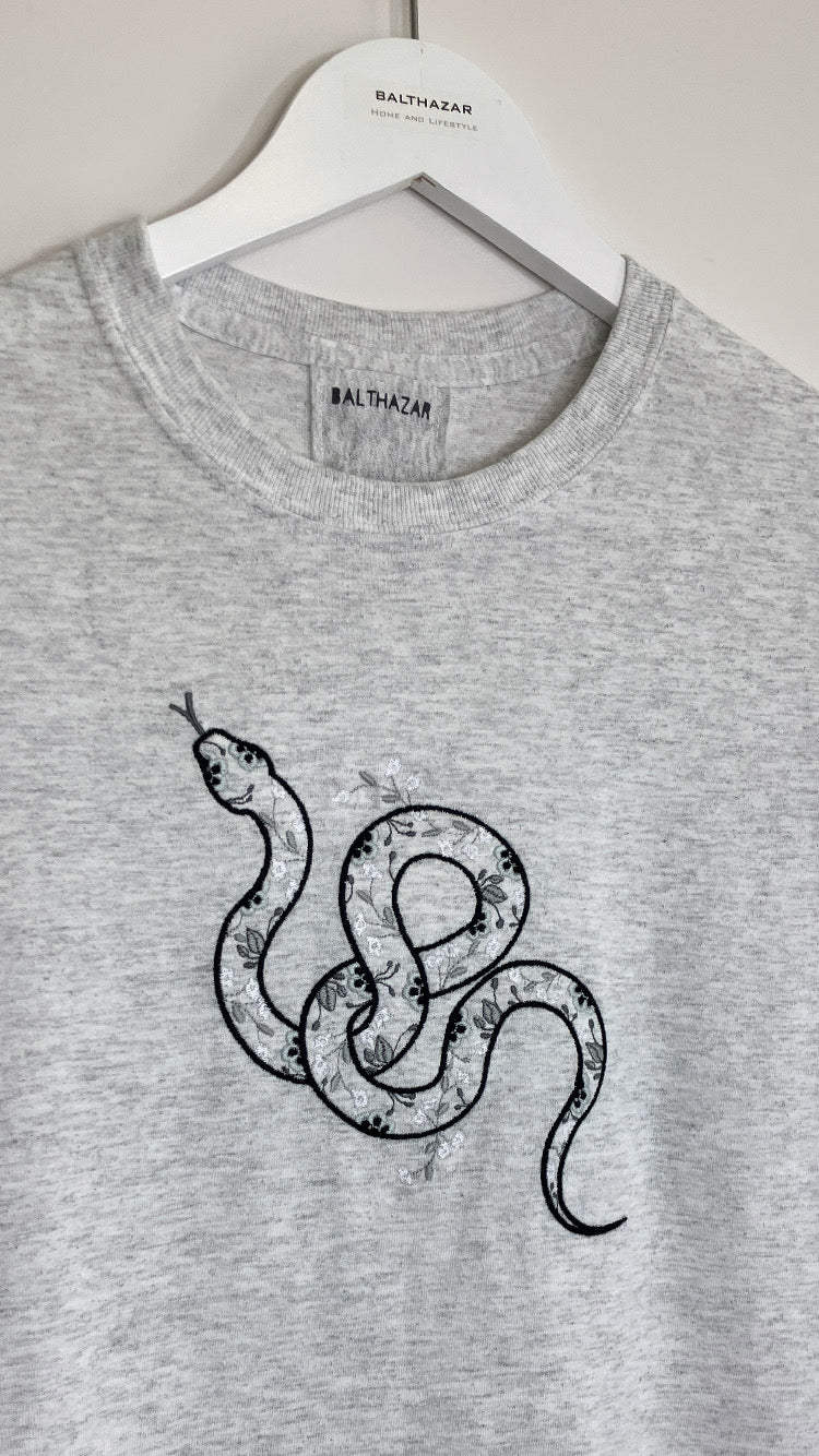 Floral embroidered snake t-shirt - customisable