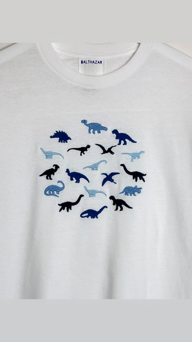 Mixed Miniature dinosaur cluster embroidered t-shirt - customise your colours