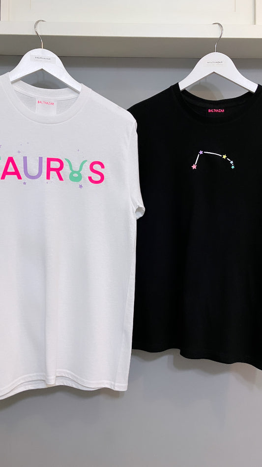 Pastel Zodiac text t-shirt