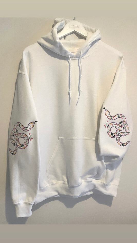 Embroidered floral snake sleeved hoody- customisable