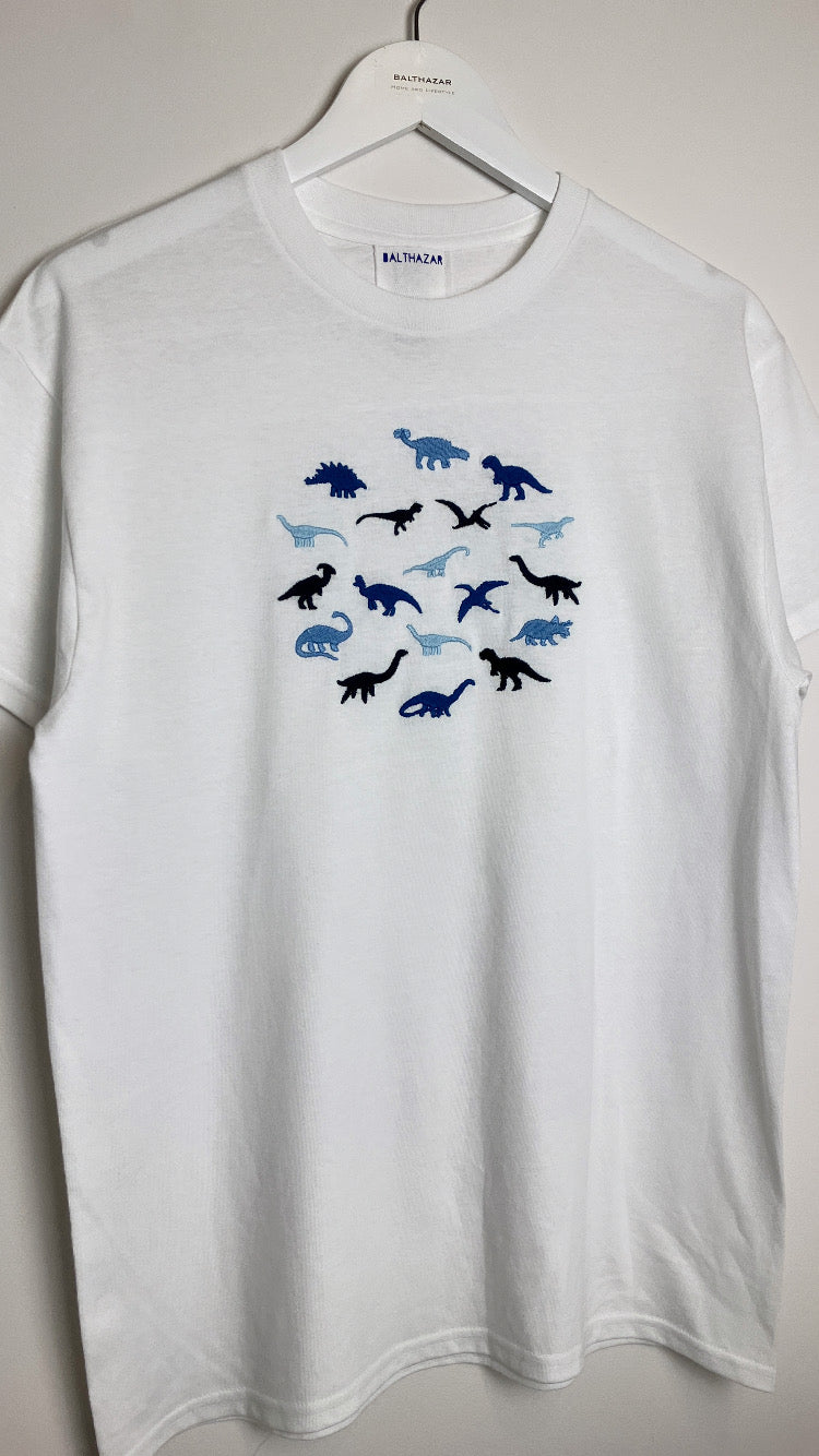 Mixed Miniature dinosaur cluster embroidered t-shirt - customise your colours