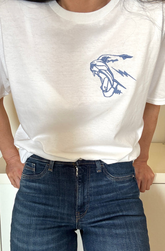 Graphic embroidered leopard head t-shirt- mini version- customisable