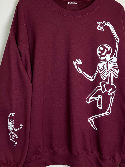 Mega Dancing Skeleton sweatshirt - Novelty print - unisex- customisable - handmade