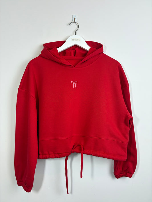 Cropped oversized Embroidered miniature bow hoodie - Customisable