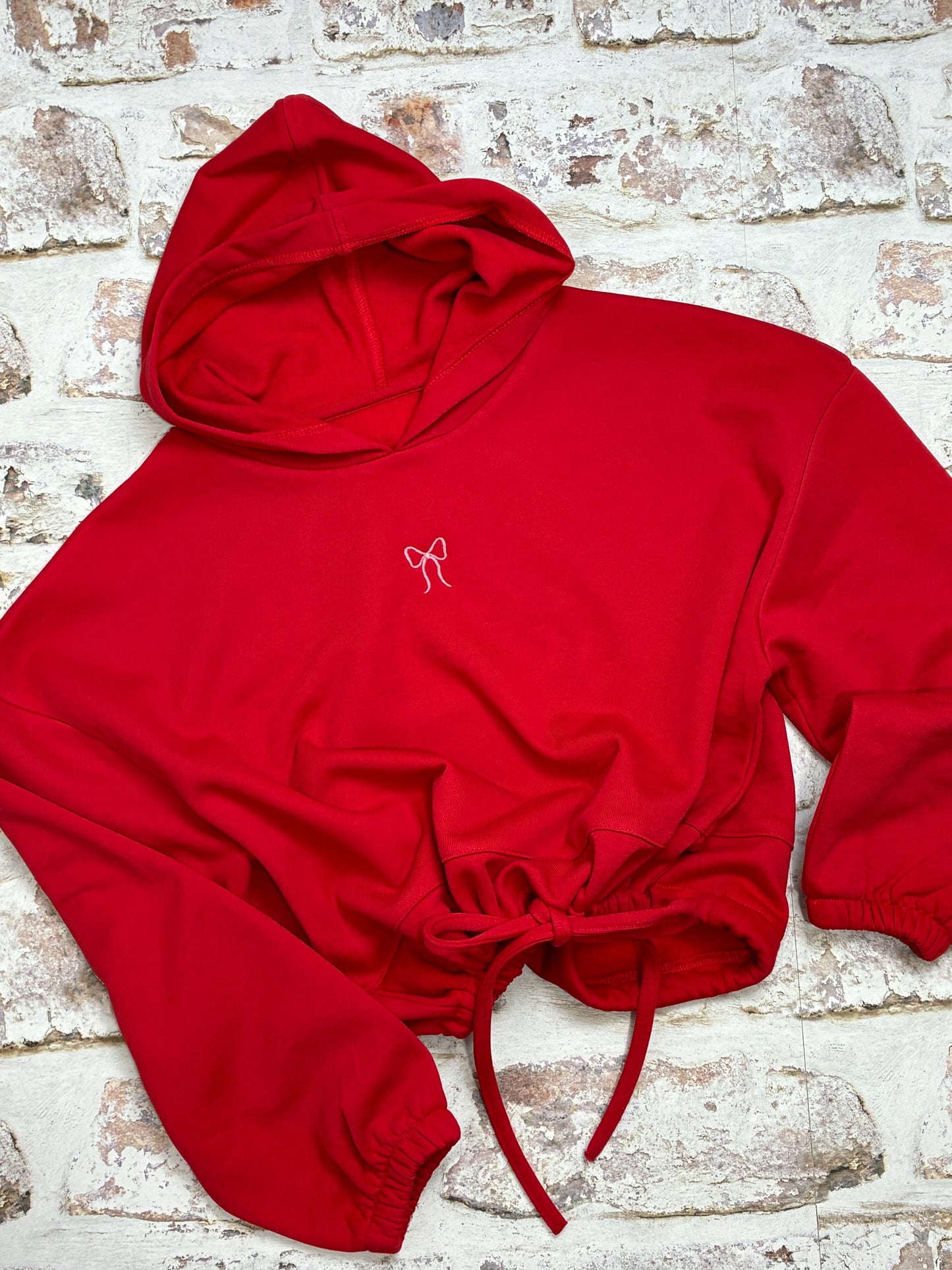 Cropped oversized Embroidered miniature bow hoodie - Customisable