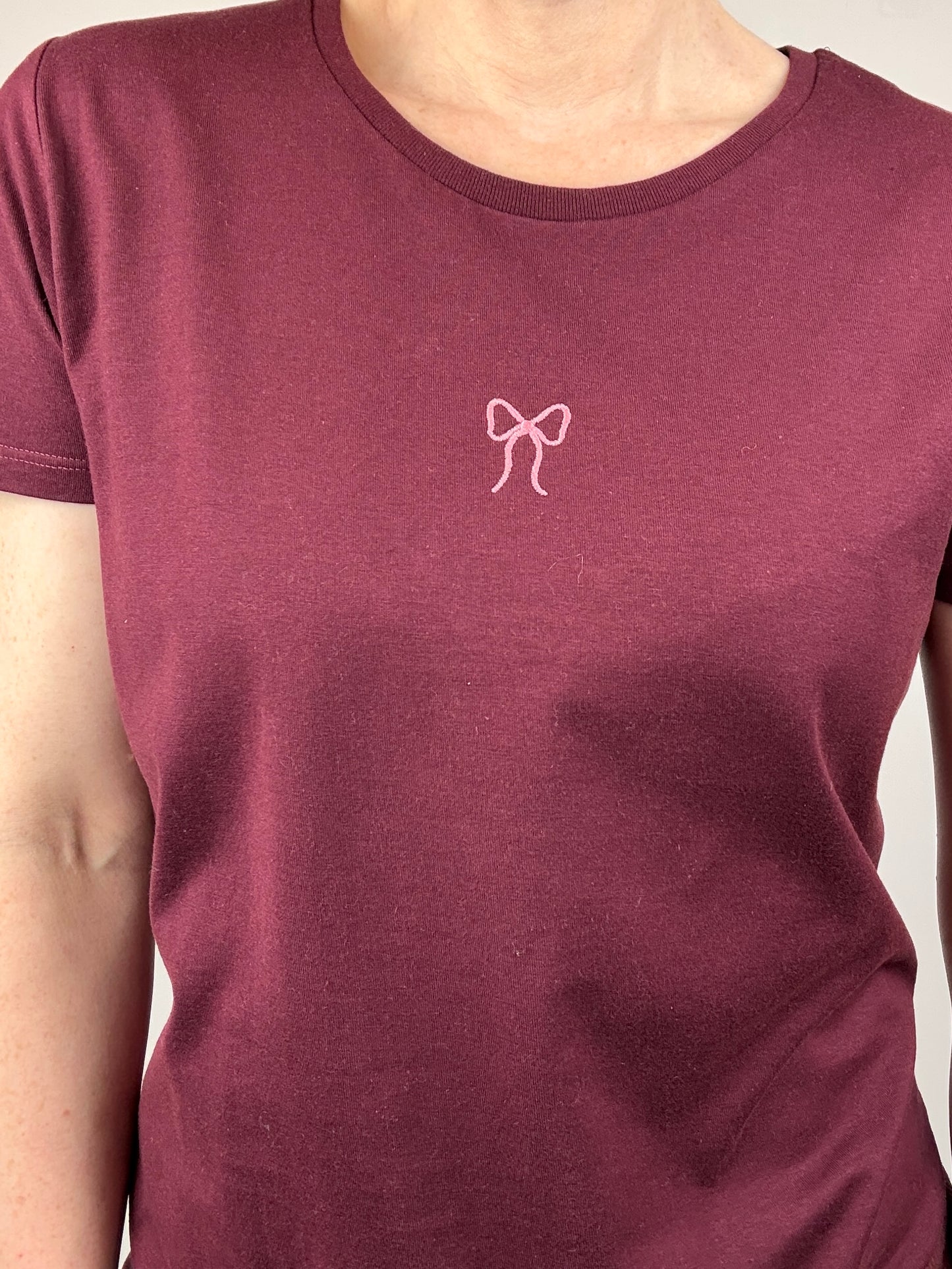 Embroidered Miniature Bow  t-shirt - customise your colours - cute t-shirt