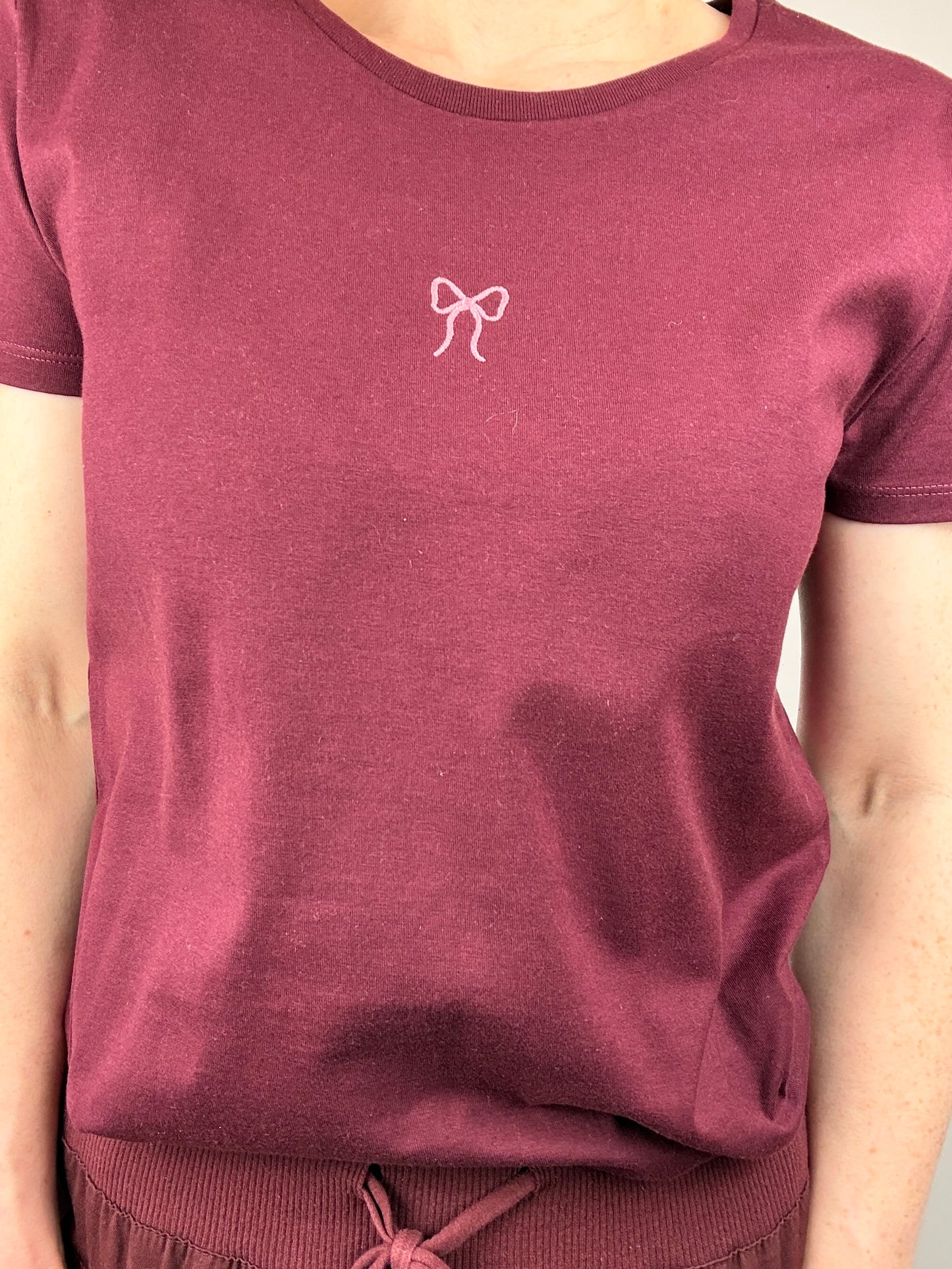 Embroidered Miniature Bow  t-shirt - customise your colours - cute t-shirt