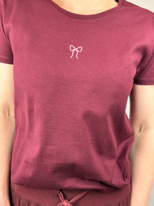 Embroidered Miniature Bow  t-shirt - customise your colours - cute t-shirt