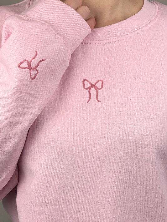 Embroidered Bow sweatshirt - sleeved - customisable