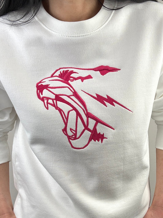 Graphic embroidered leopard head sweatshirt