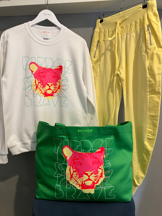 Neon mix Tiger sweatshirt - Fierce Brave Strong slogan design