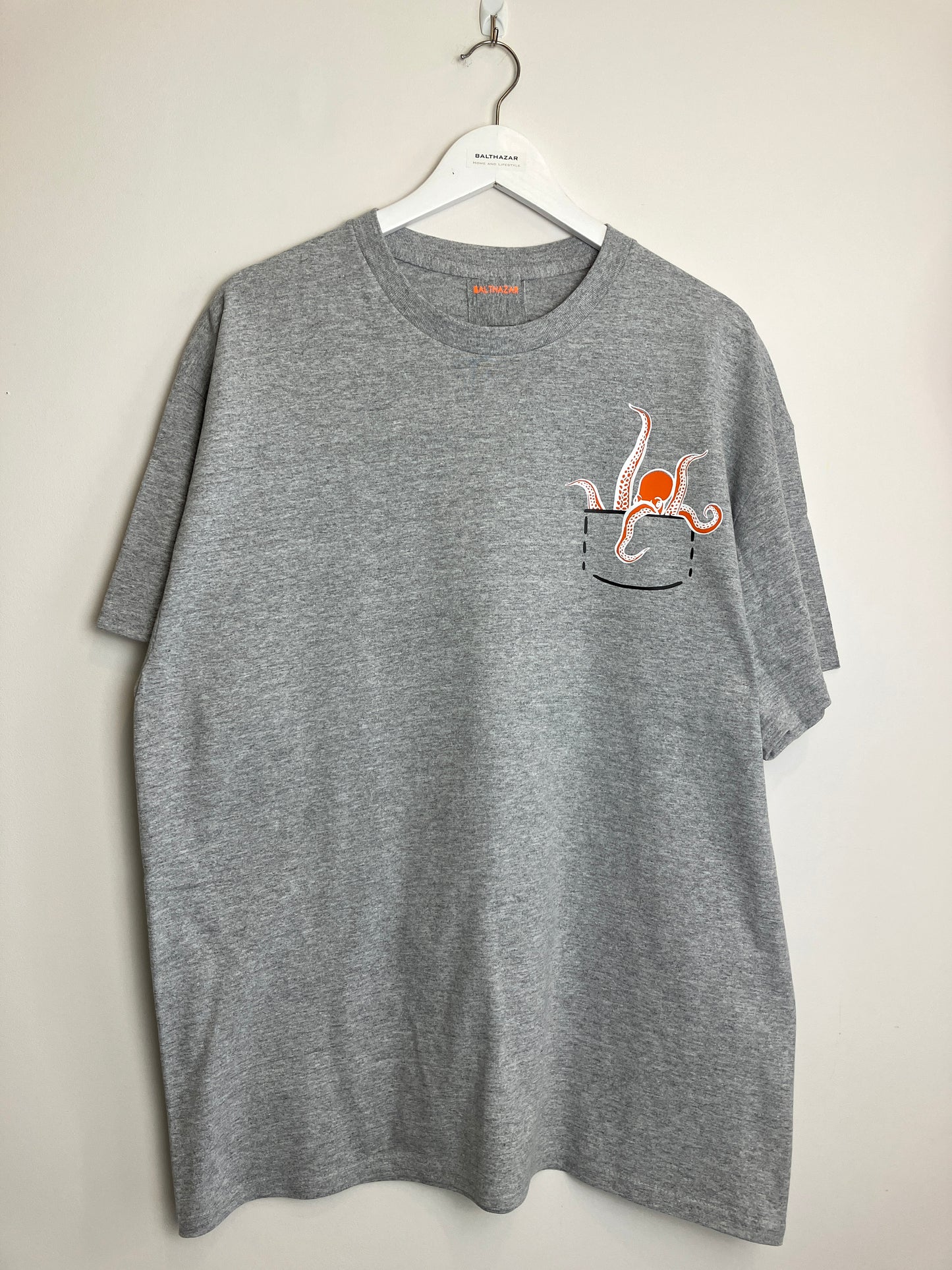 Pocket Octopus T-shirt - Mid Grey Sample XL