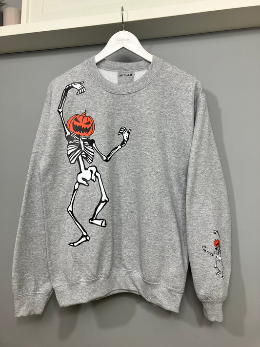 Mega Barry dancing pumpkin skeleton sweatshirt