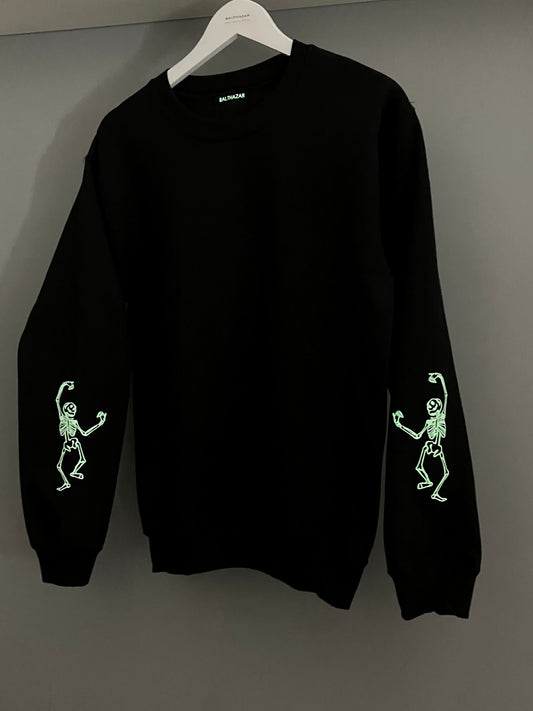 Dancing Skeleton Glow in the dark sleeved sweatshirt - Gothic