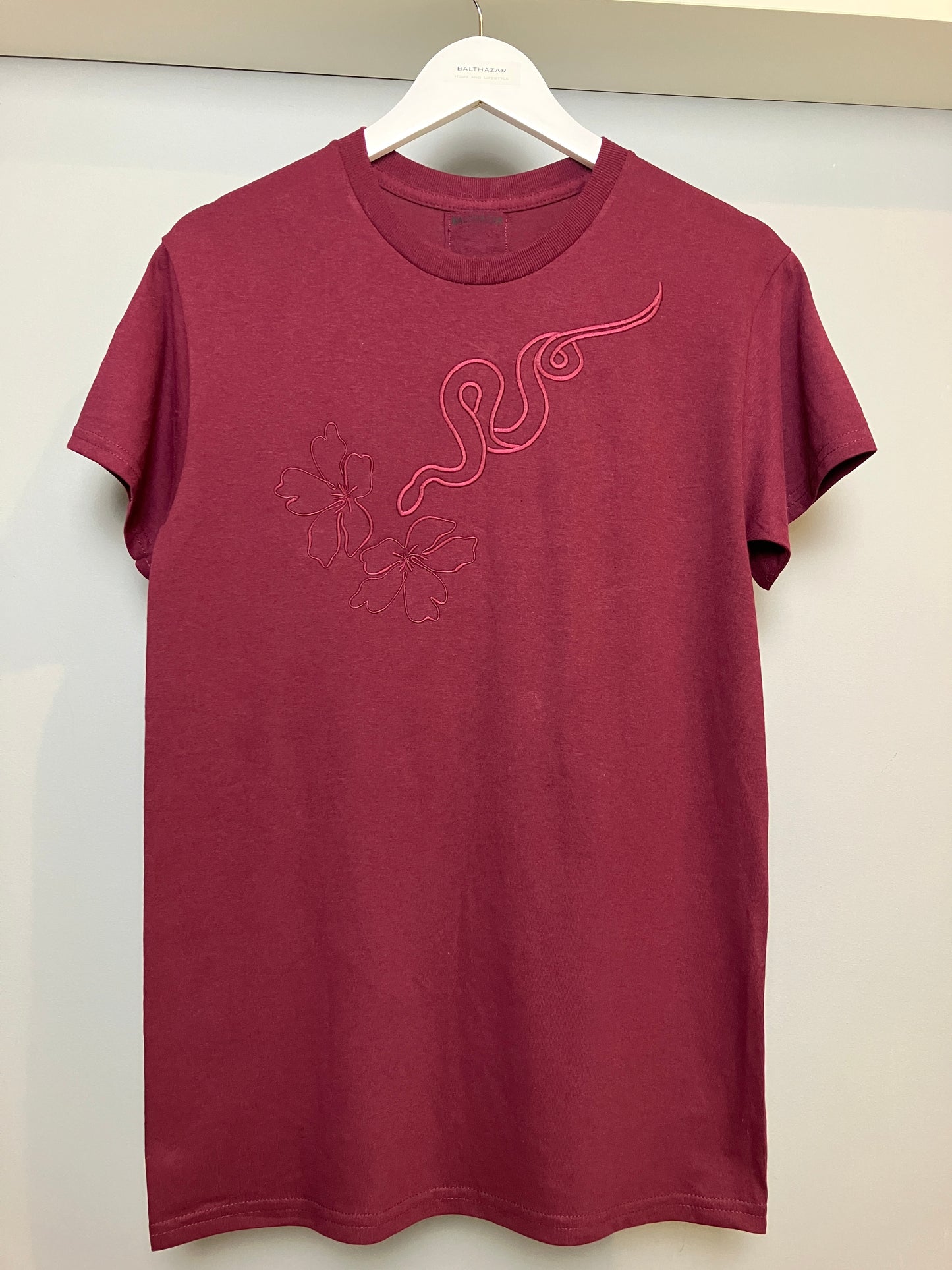 The Embroidered snake and flowers t-shirt