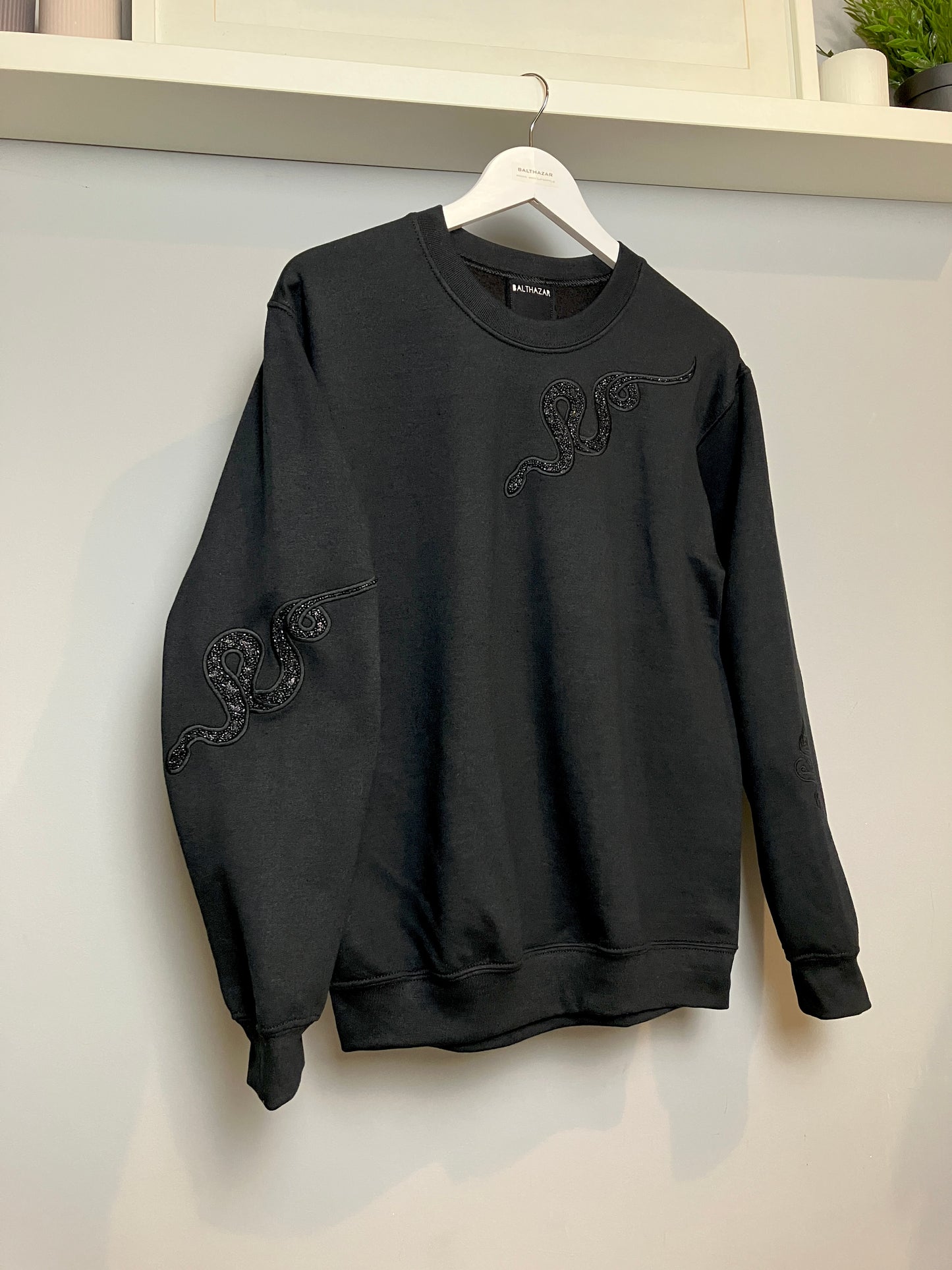 Embroidered embellished statement Snake sweatshirt - Black Label- special edition