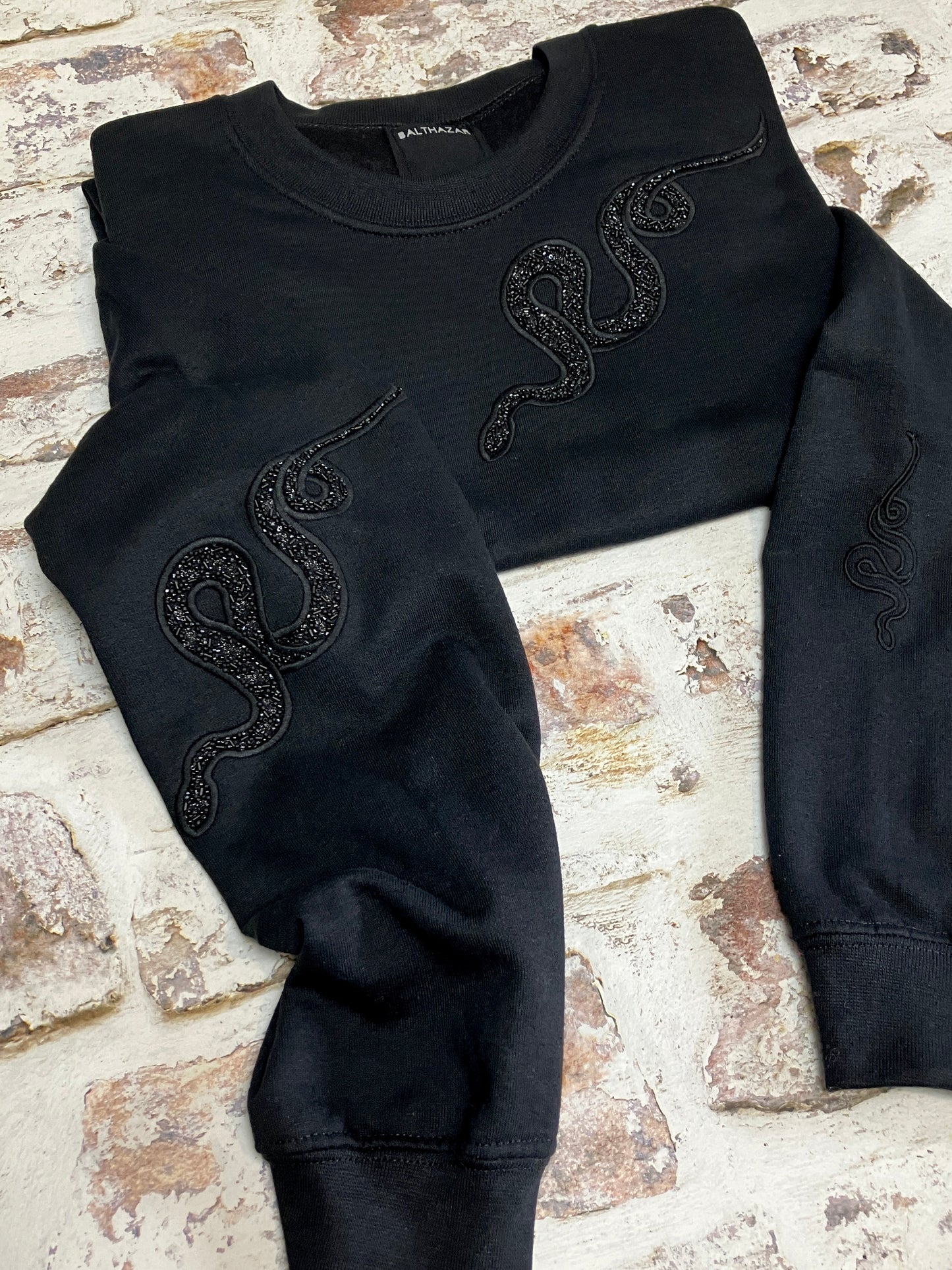 Embroidered embellished statement Snake sweatshirt - Black Label- special edition