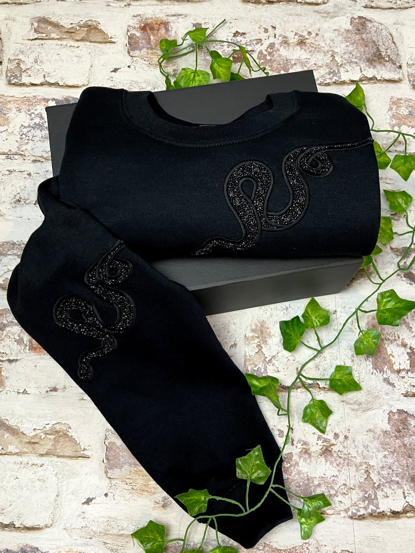 Embroidered embellished statement Snake sweatshirt - Black Label- special edition