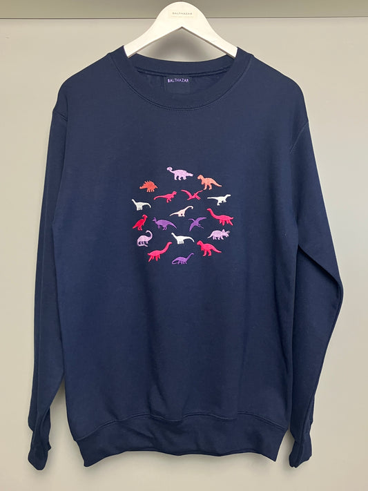 Mixed Miniature dinosaur cluster embroidered sweatshirt - customise your colours