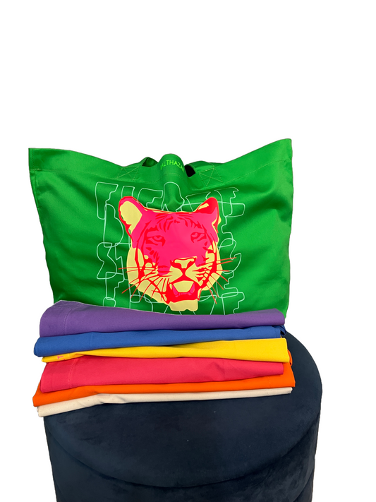 Tiger Tote - Neon mix Organic shopper