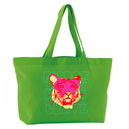 Tiger Tote - Neon mix Organic shopper