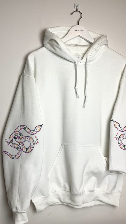 Embroidered floral snake sleeved hoody- customisable