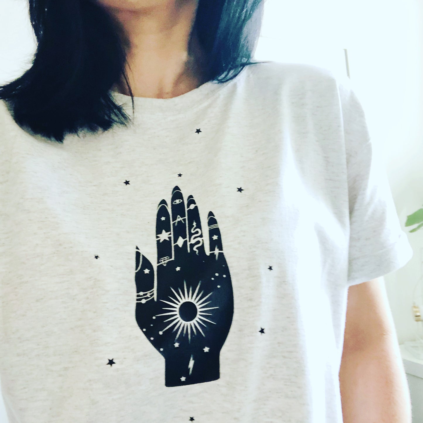 SAMPLE Celestial Palm t-shirt- unisex Grey Medium