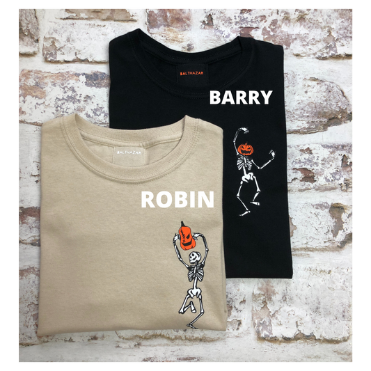 Dancing Pumpkin headed skeleton t-shirt - Unisex and women's fit