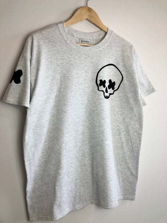 Cross eyed skull t-shirt - grey - Large