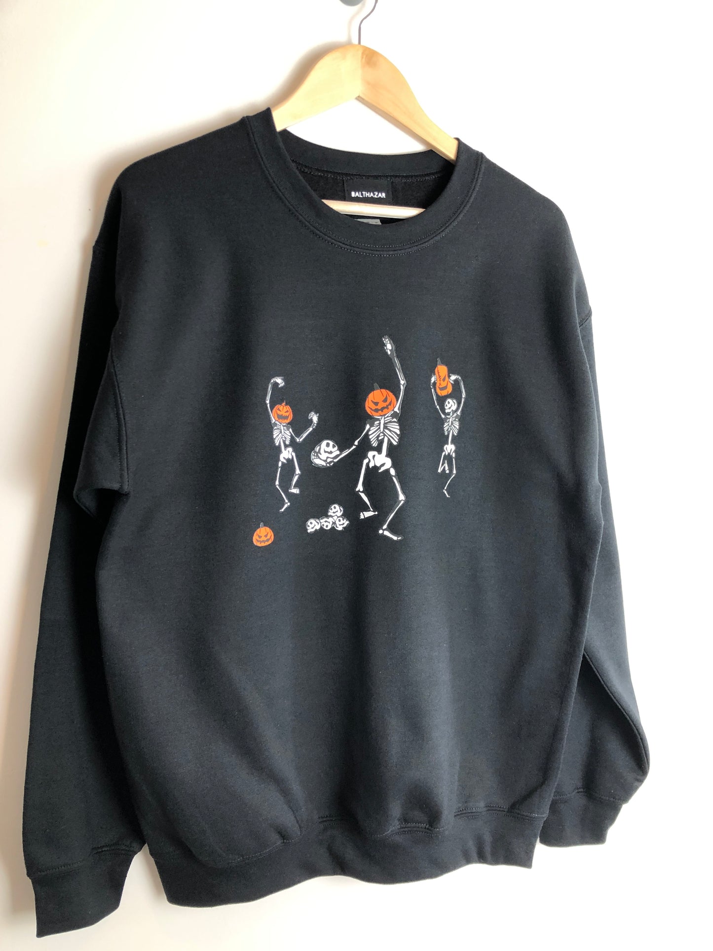 Dancing pumpkin headed skeleton sweatshirt