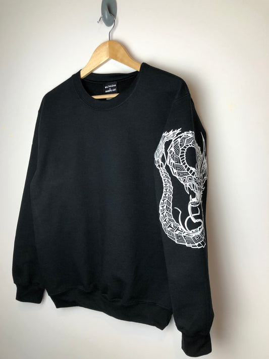 Quetzalcoatl Tattoo style sleeved sweatshirt