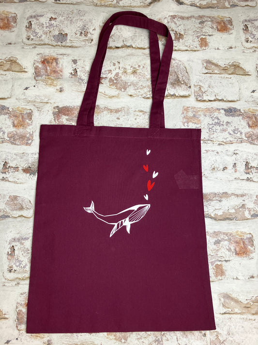 Origami Whale love tote bag- shopper