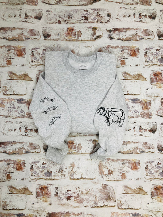 Origami Bear and Salmon Sweatshirt