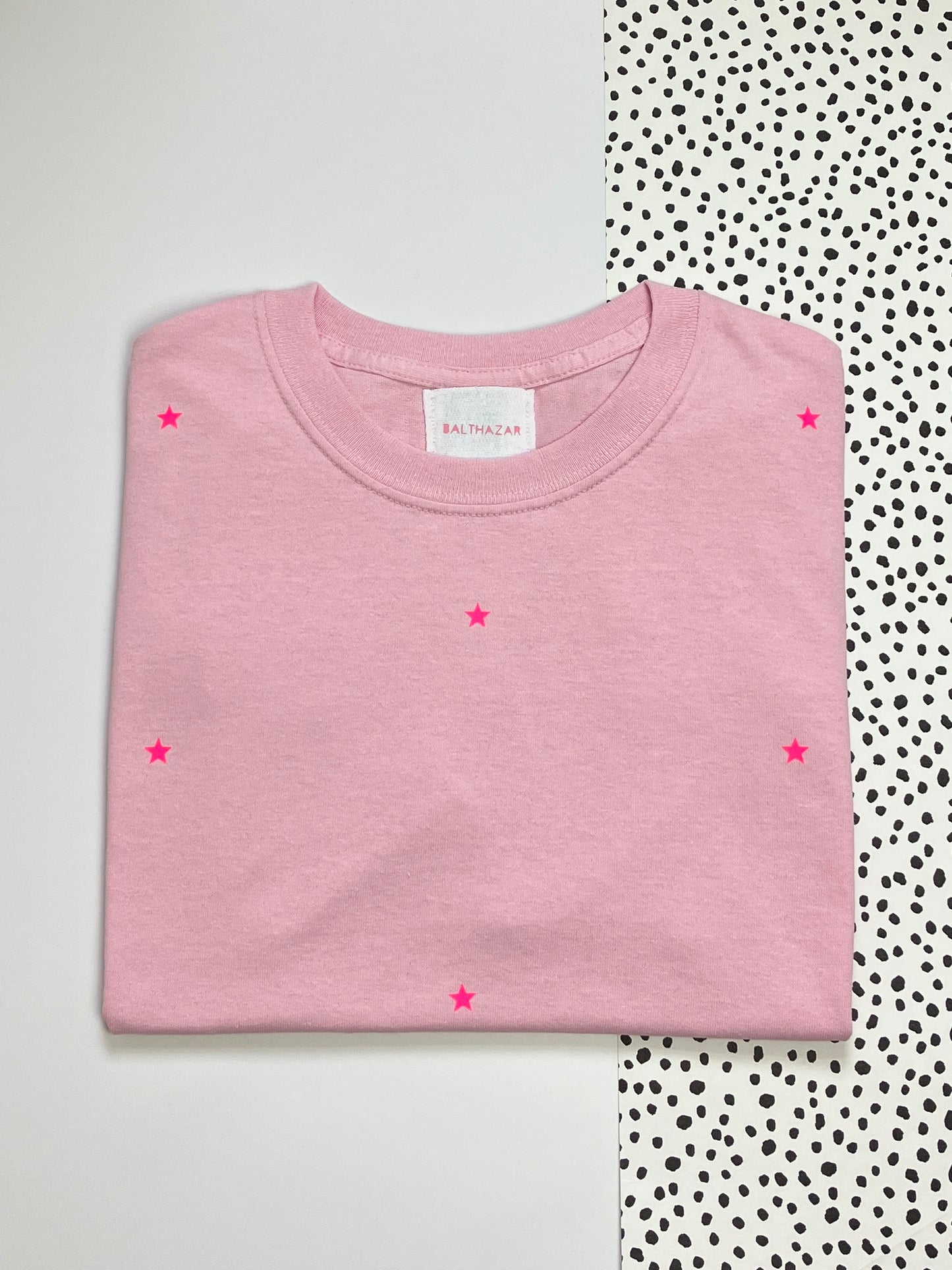 Neon Pink miniature star t-shirt- small